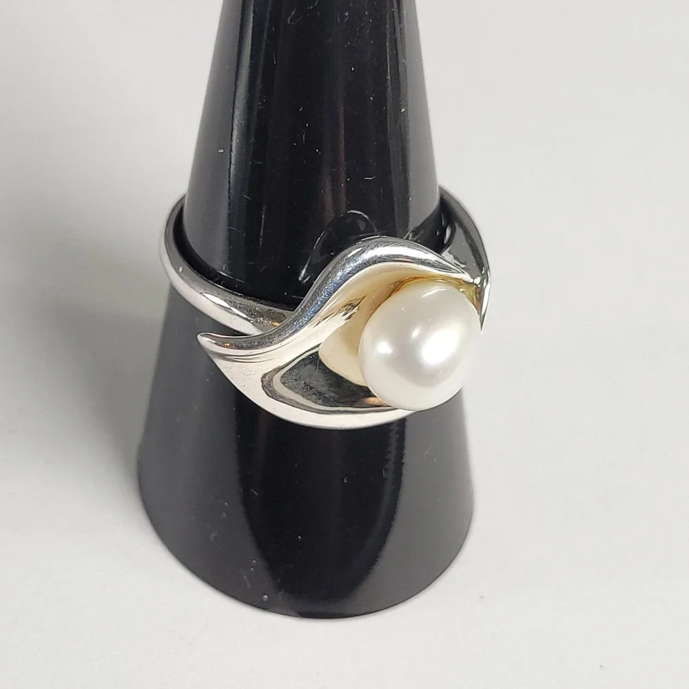 Sterling Silver Organic Bypass Pearl Ring Size 8.75‎ 925 China 5.49g